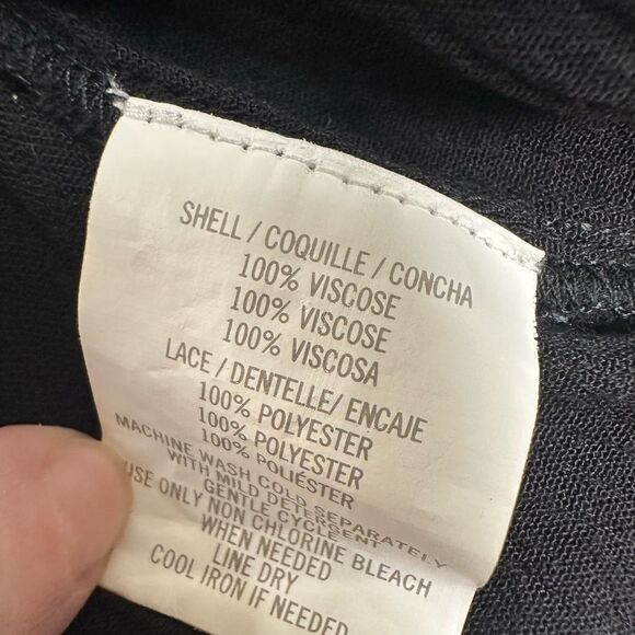 EUC Women’s Black Sleeveless Tank Dress Lace Front Swim Cover Up - Size L - Picture 3 of 4